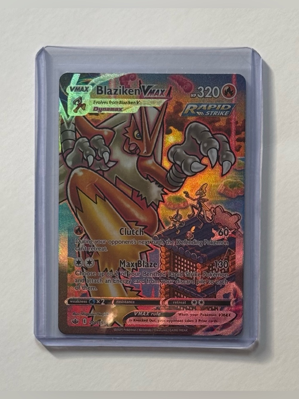 Pokemon Blaziken VMAX 201/198 Sword & Shield Chilling Reign Fan Art Custom Card